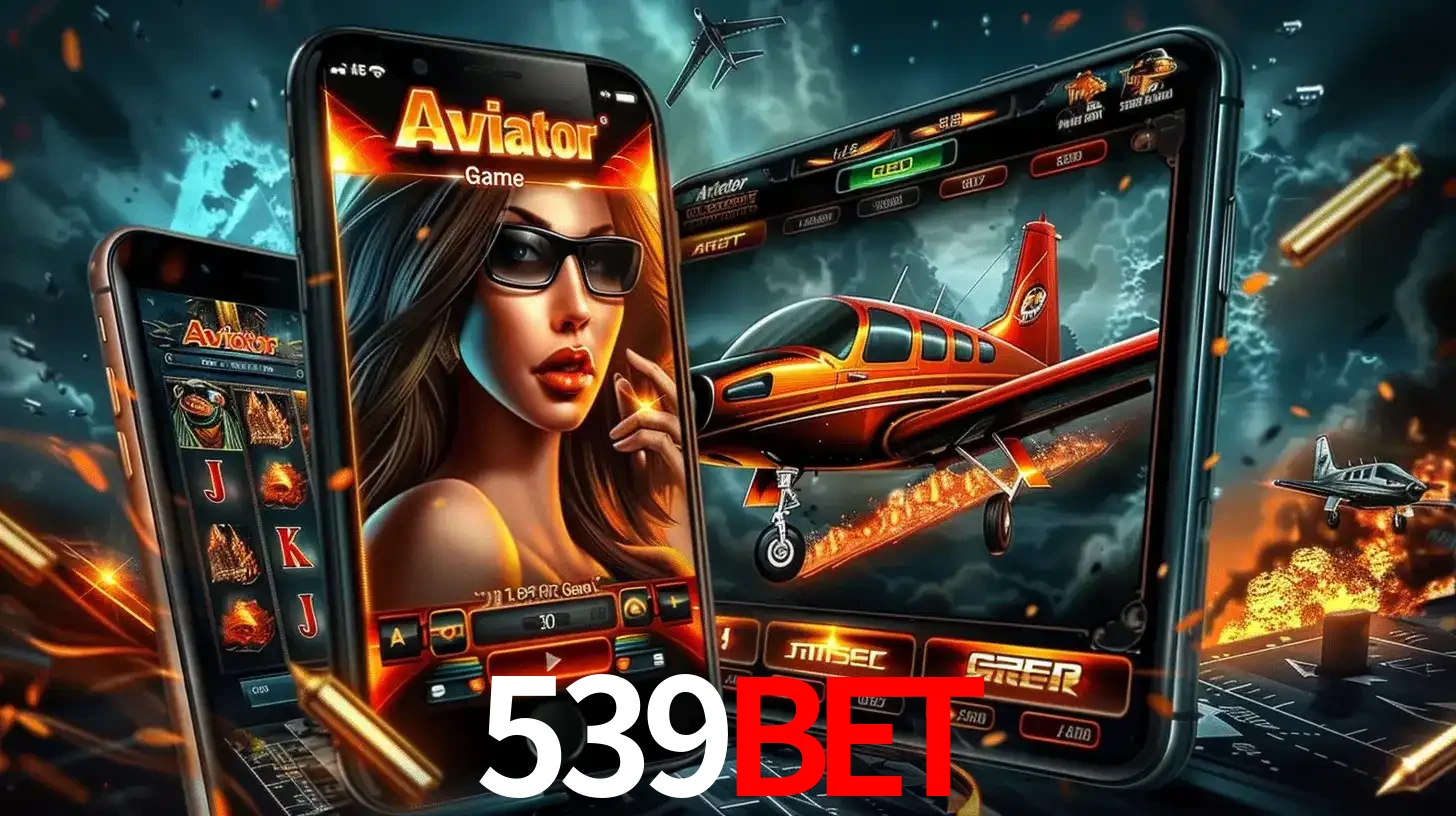 O popular jogo de apostas Aviator exibido em vários celulares e tablets, mostrando a interface emocionante e a ação de voo disponíveis para jogar agora no 539bet.