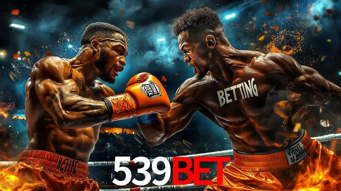 Dois boxeadores em uma luta intensa e explosiva, representando a adrenalina e as oportunidades de apostas em esportes de combate disponíveis na plataforma 539bet.